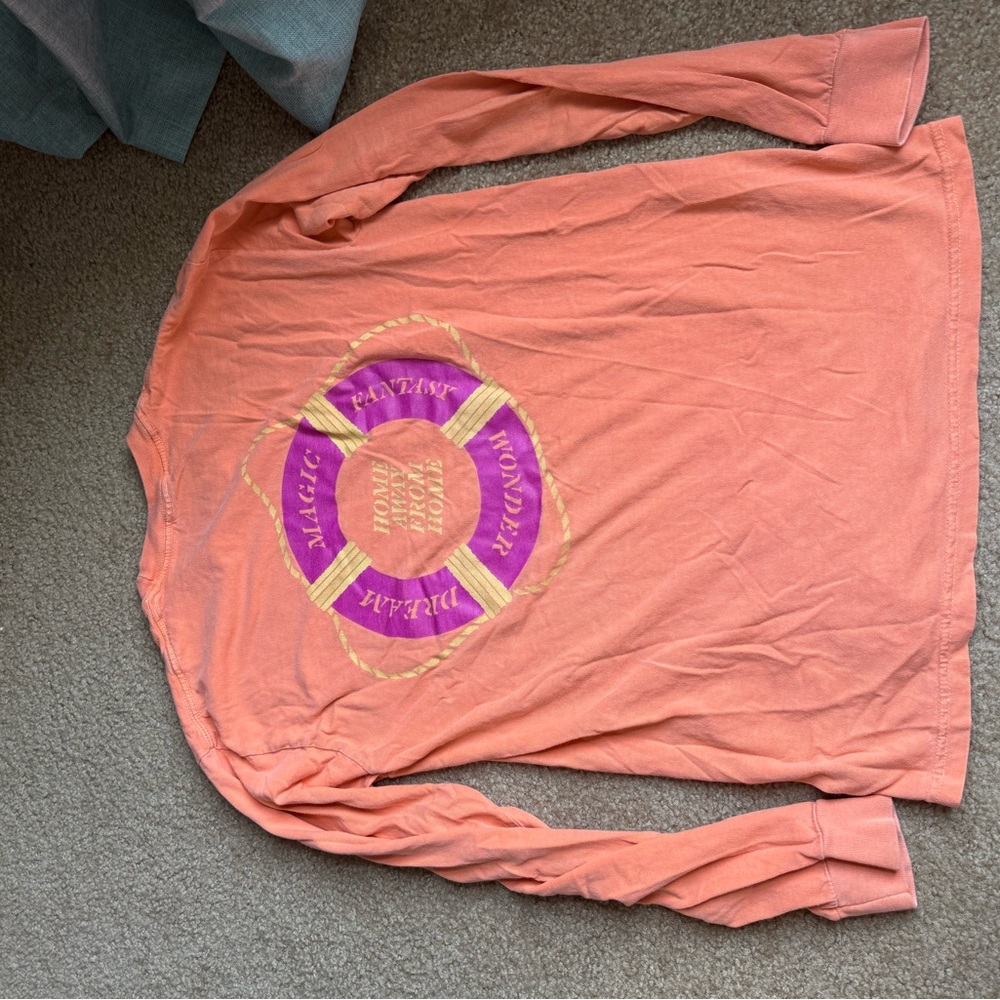 Women's Long Sleeve Tee in Coral and Purple